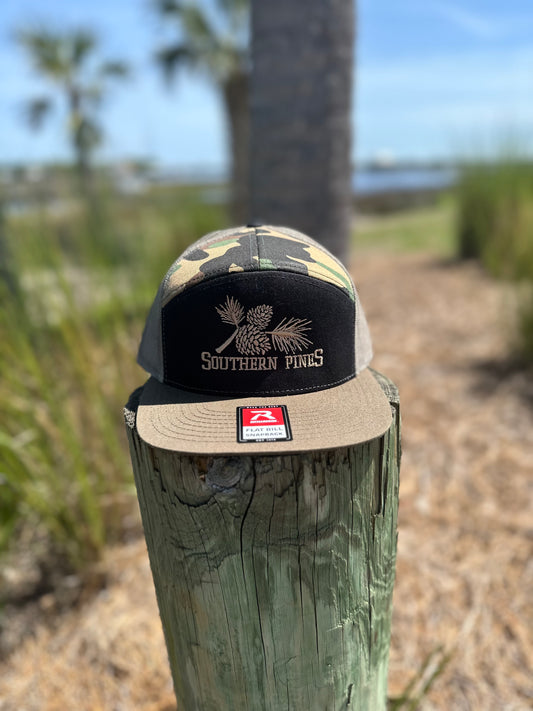 SP Tan/Black/Camo Flatbill Trucker