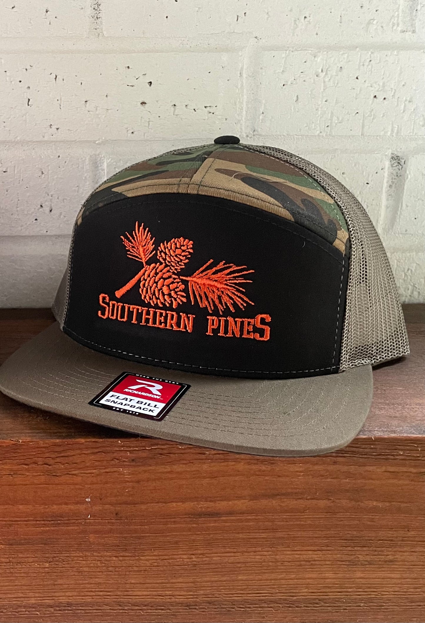 SP Orange/Camo/Black Flatbill Trucker